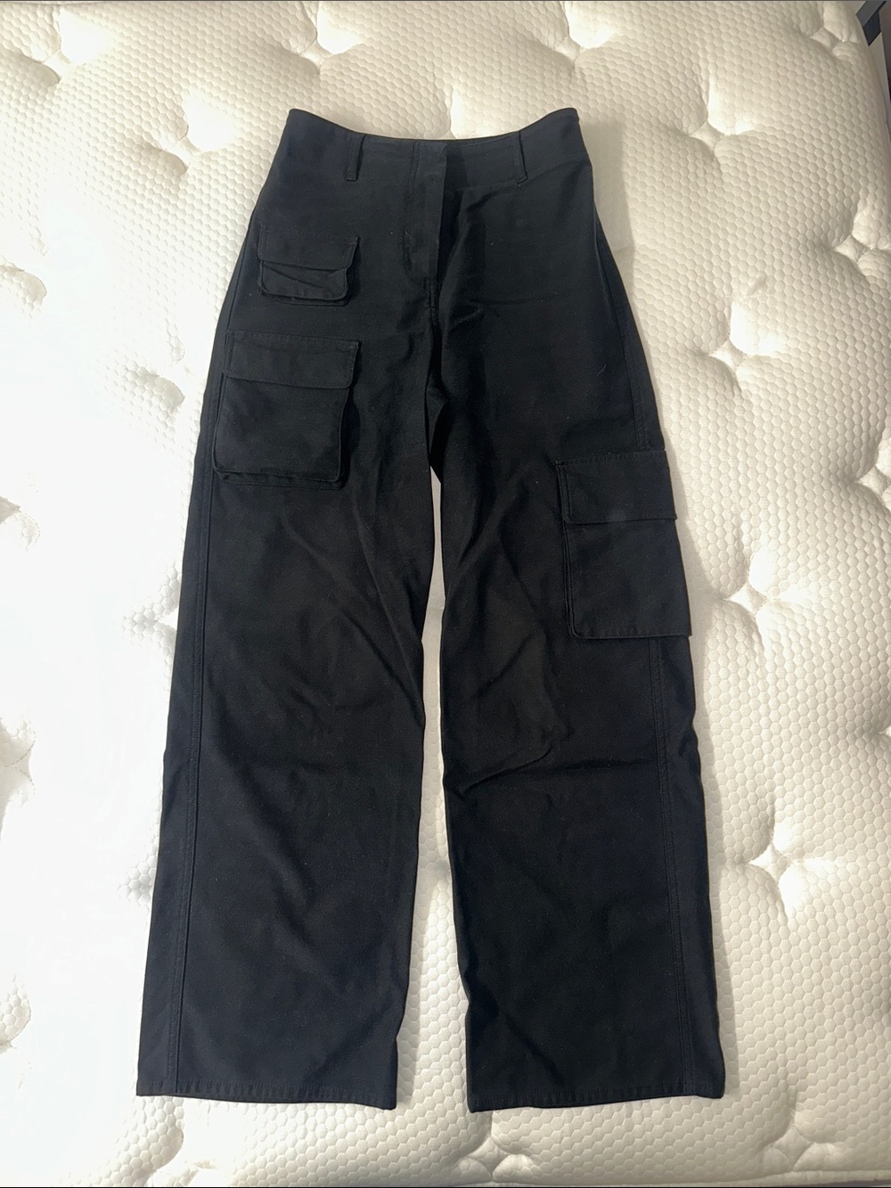 Wilfred Black High-Rise Wide-Leg Cargo Trousers